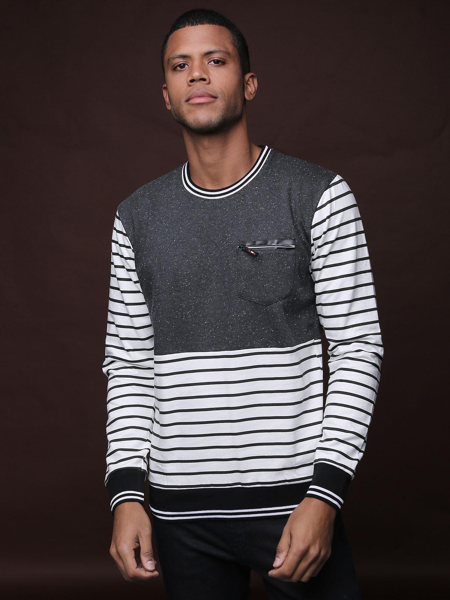 full sleeve striped men casual sweatshirt