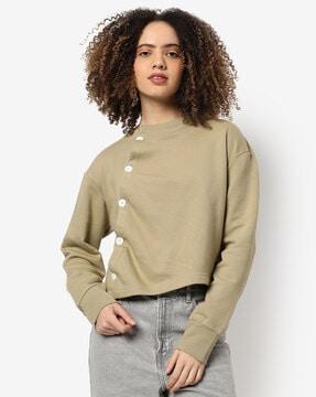 full-sleeve sweatshirt with button closure