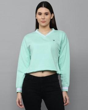 full sleeve v-neck sweatshirt