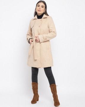 full-sleeve waist tie-up peacoat