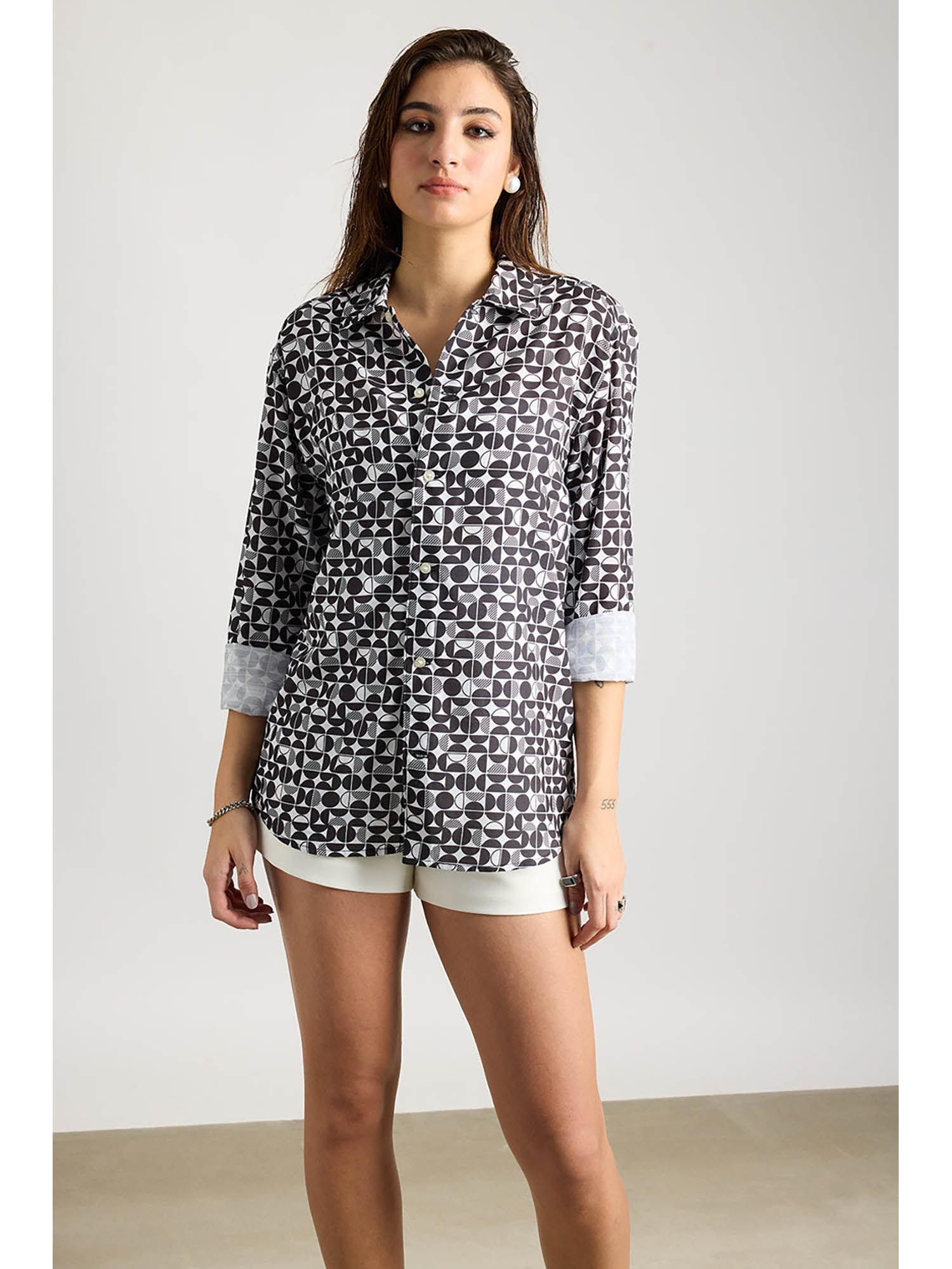 full sleeves avant-garde printed women shirt