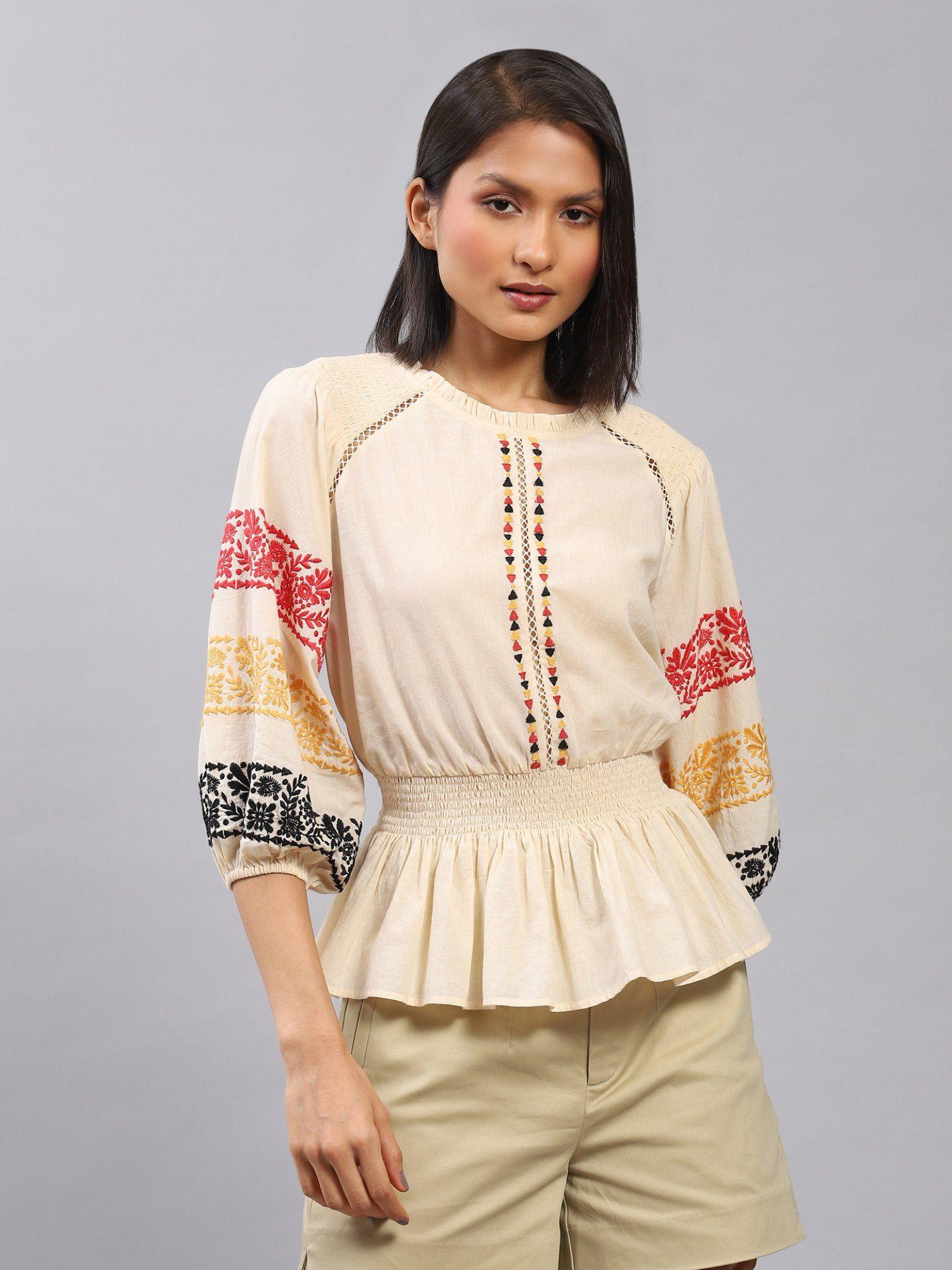 full sleeves embroidered short top