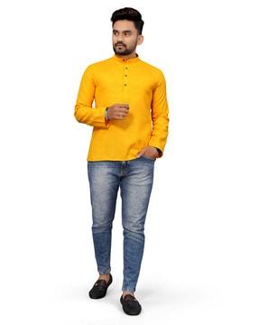 full-sleeves mandarin-collar short kurta