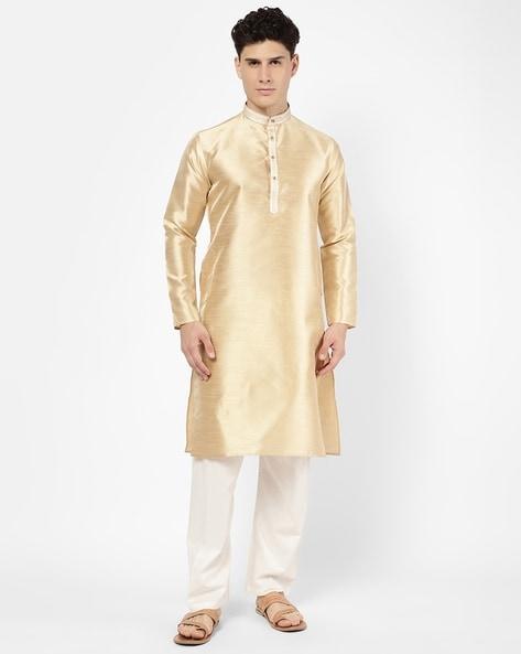 full-sleeves mandarin-collar straight kurta