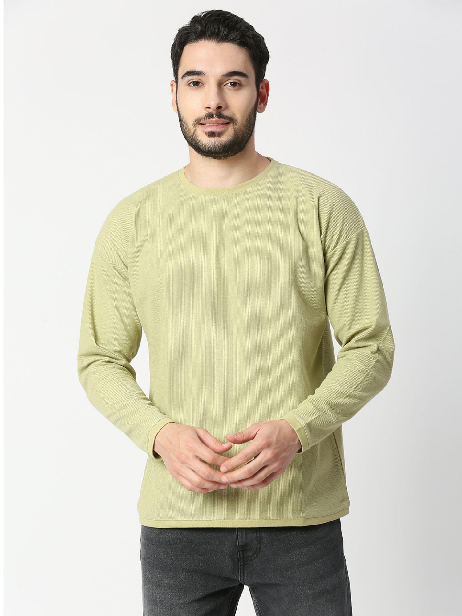 full sleeves olive green t-shirt