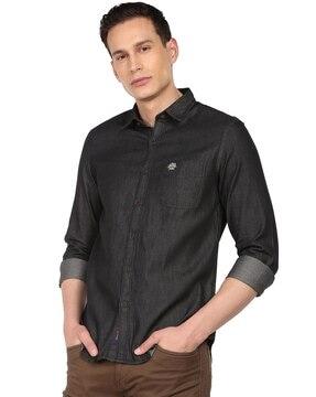 full-sleeves patch pocket shirt