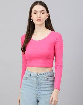 full-sleeves scoop-neck top