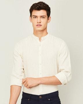 full-sleeves shirt with band collar