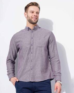 full-sleeves shirt with curved hem