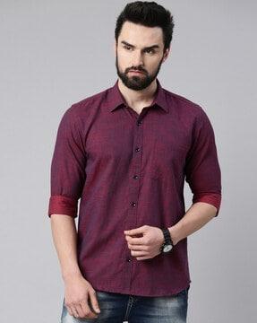 full-sleeves shirt with spread collar