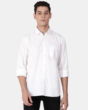 full-sleeves shirt with spread collar