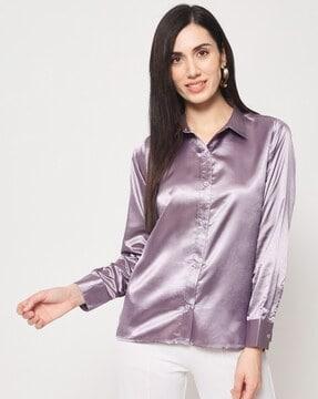 full-sleeves shirt with spread collar