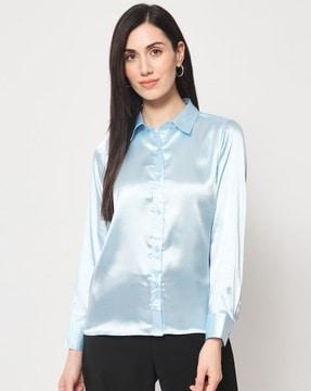 full-sleeves shirt with spread collar