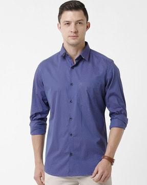 full-sleeves spread-collar shirt