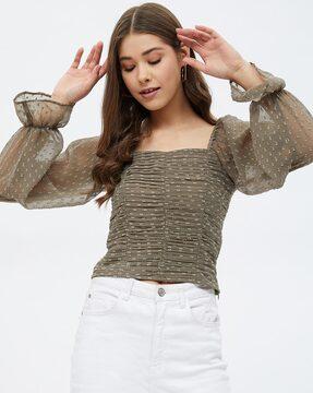 full-sleeves square-neck top