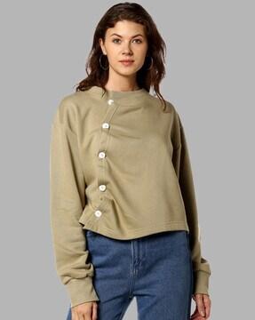 full-sleeves sweatshirt with button-closure