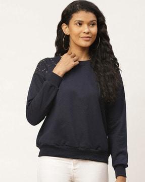 full sleeves sweatshirt with embellished detail