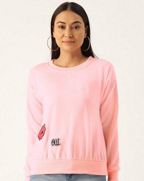 full sleeves sweatshirt with embroidery