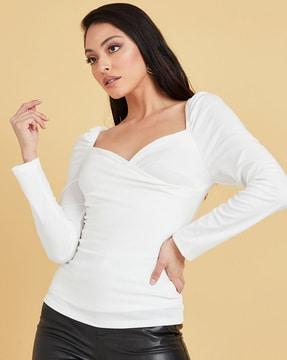 full-sleeves sweetheart-neck top