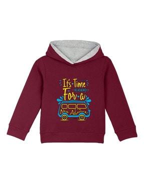 full sleeves typography print hoodie