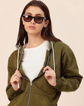full-sleeves zip-front hoodie