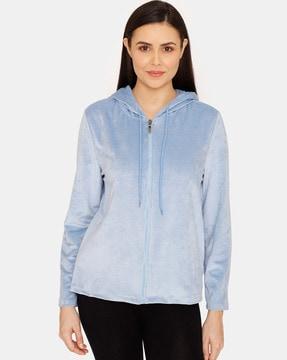 full-sleeves zip-front hoodie