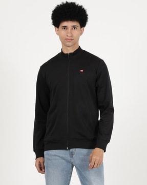 full-sleeves zip-front sweatshirt