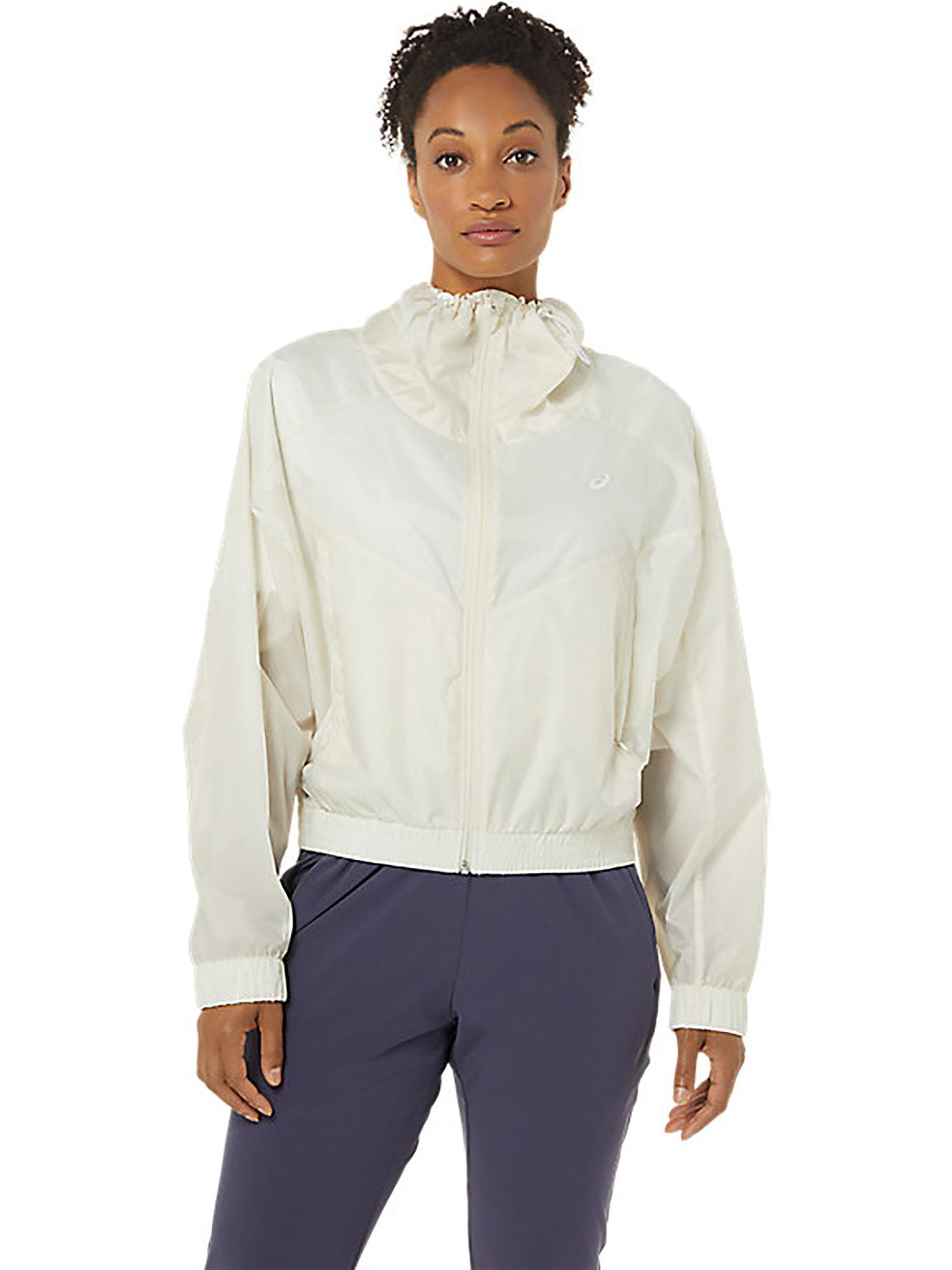 full zip woven off white women gym & training jackets