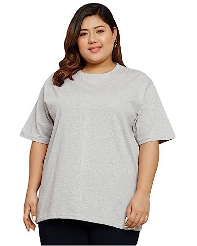 funday fashion cotton half sleeve oversized t-shirt for women(plus sized) (x-large, light grey)