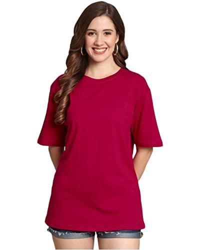 funday fashion cotton half sleeve oversized t-shirt for women (x-large, maroon)