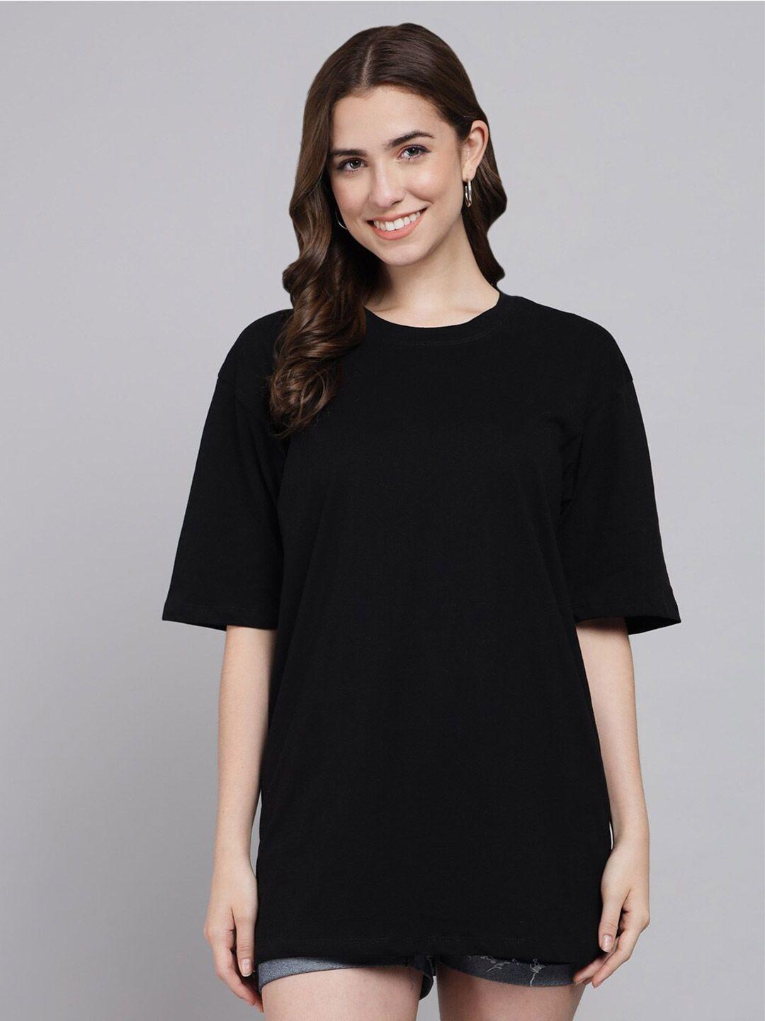 funday fashion drop-shoulder sleeve oversized longline cotton t-shirt