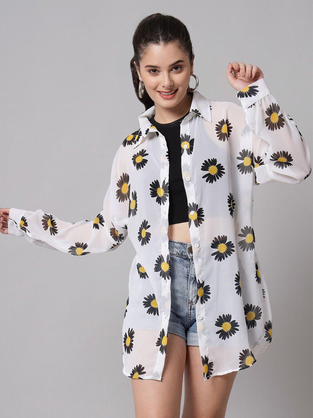 funday fashion floral printed boxy casual shirt