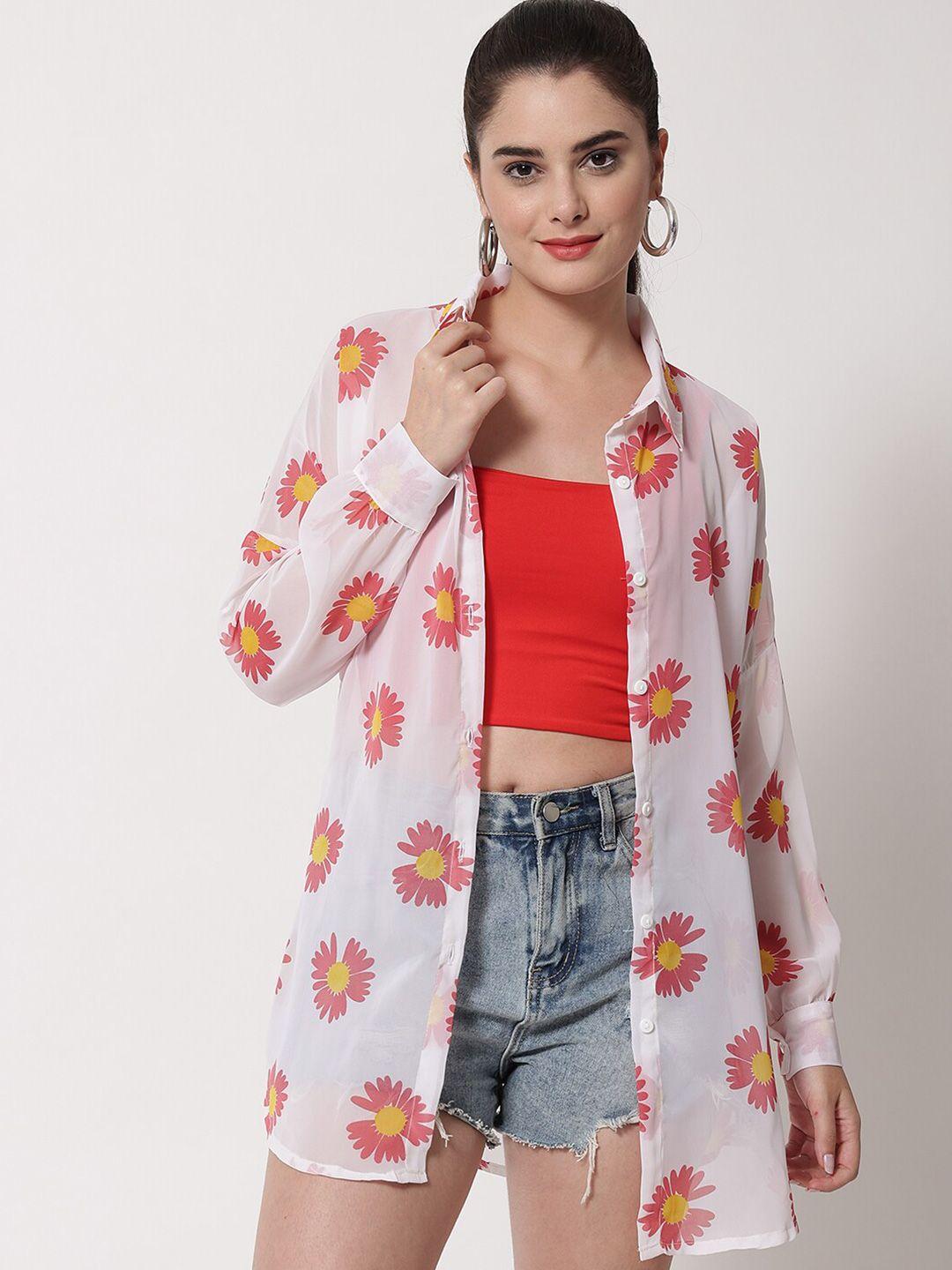 funday fashion floral printed boxy casual shirt