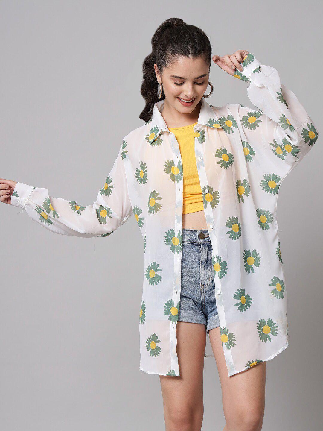 funday fashion floral printed boxy casual shirt