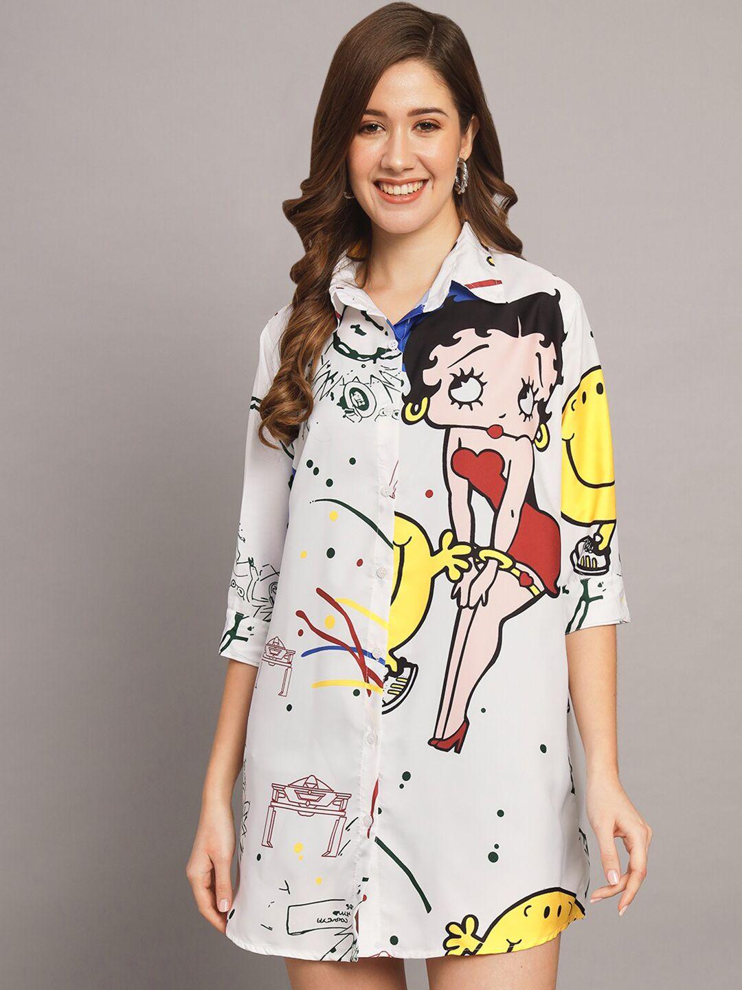 funday fashion graphic print crepe shirt dress