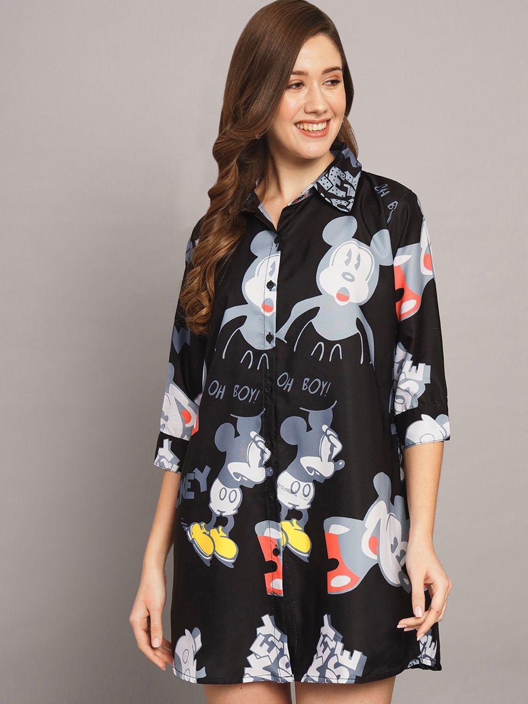 funday fashion graphic printed crepe shirt dress