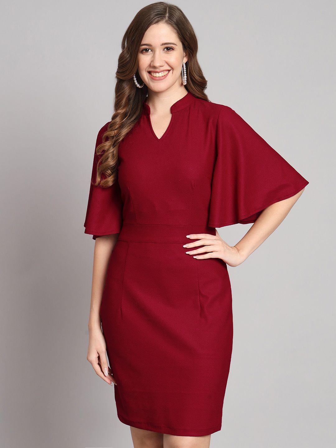 funday fashion mandarin collar flared sleeve sheath dress