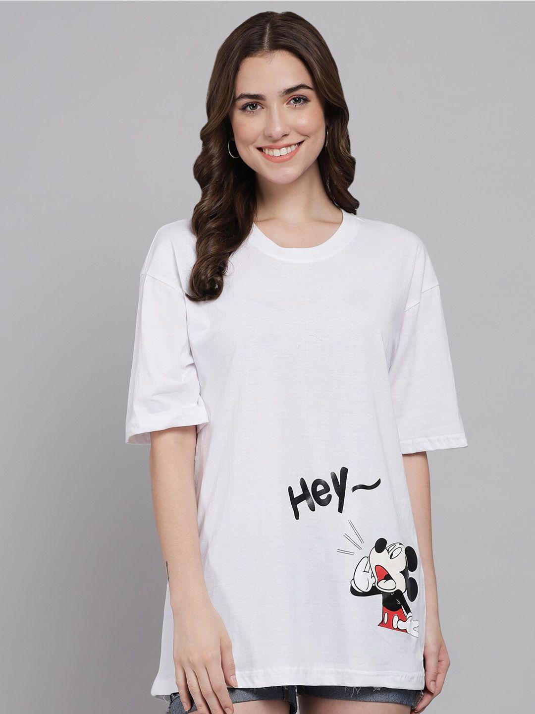 funday fashion mickey mouse printed oversized cotton t-shirt