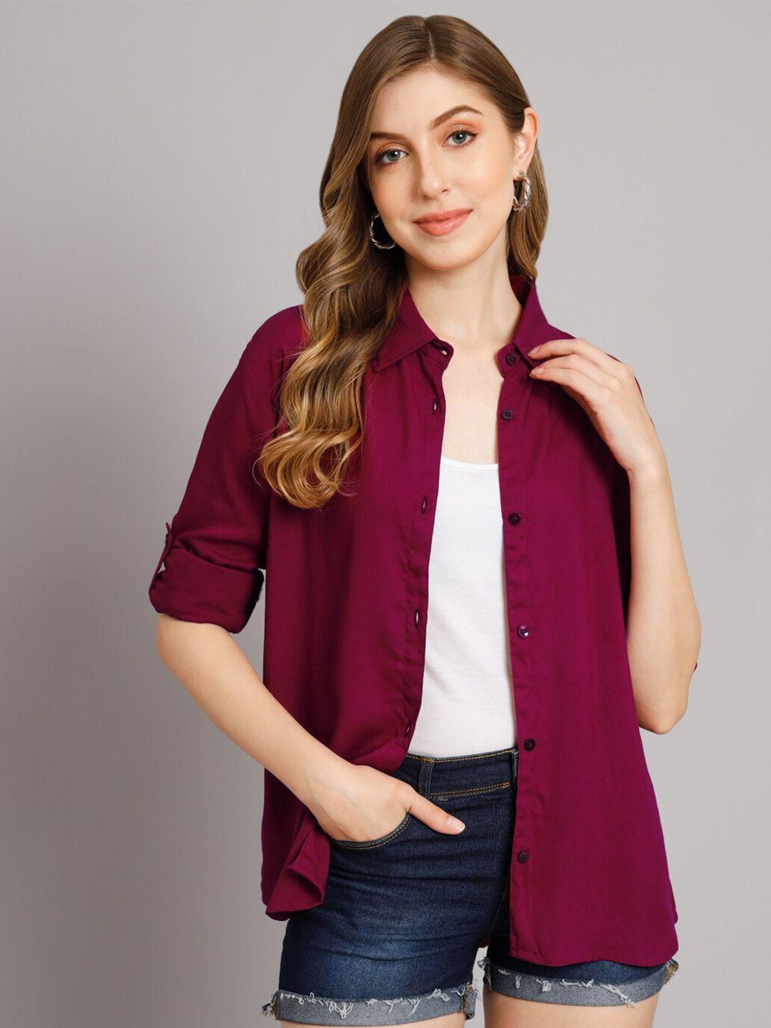 funday fashion roll-up sleeves boxy fit casual shirt