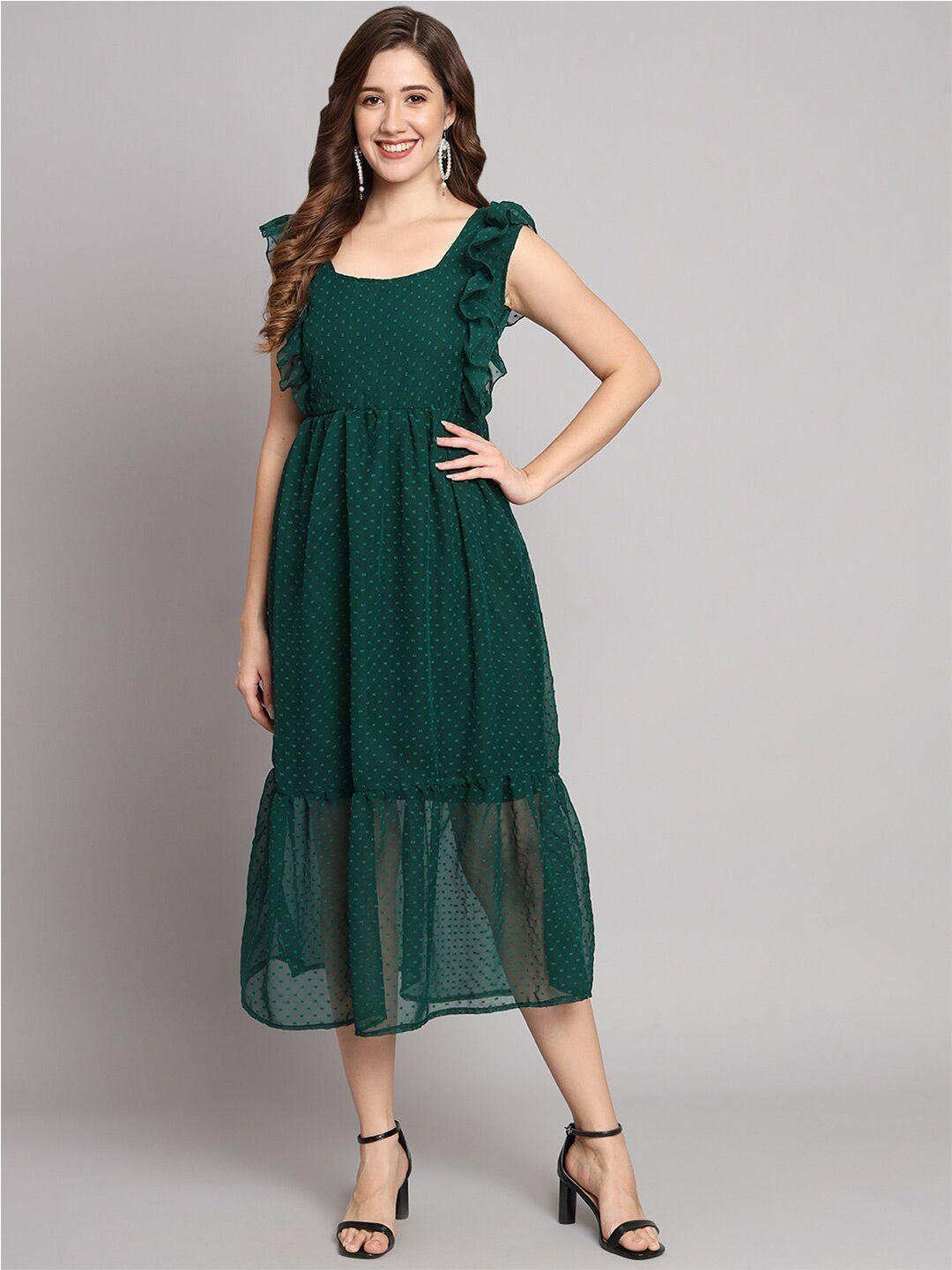 funday fashion self design georgette a-line midi dress