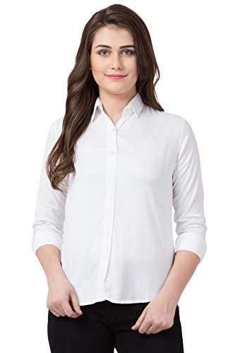 funday fashion solid casual full sleeve rayon women's regular fit shirt (x-large, white)