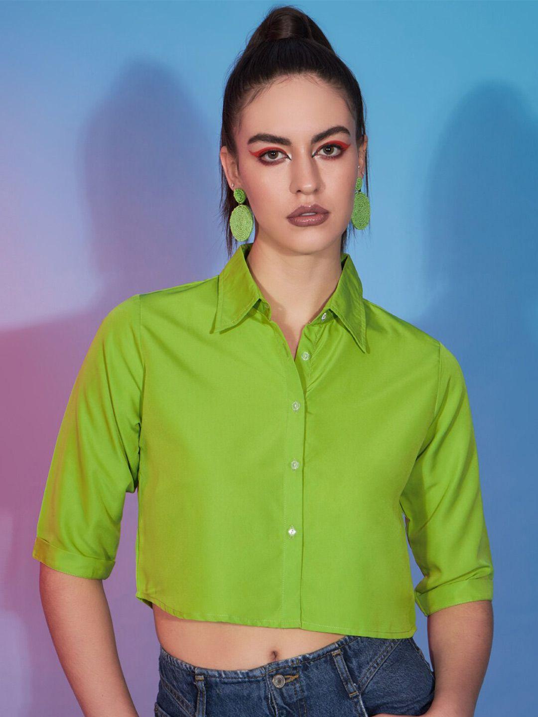 funday fashion spread collar opaque crepe casual shirt