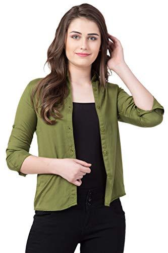 funday fashion women's long sleeve all purpose regular fit shirt (medium, green)