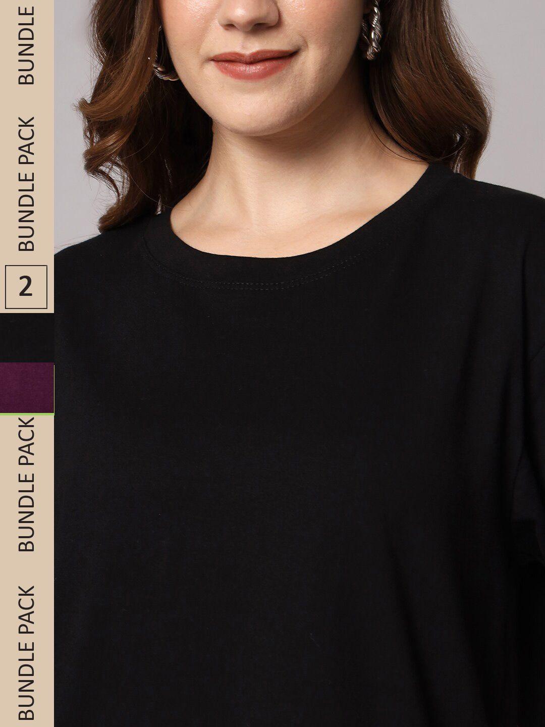 funday fashion women black 2 pockets loose t-shirt