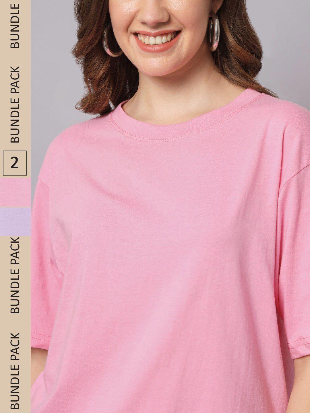 funday fashion women pink 2 v-neck pockets loose t-shirt