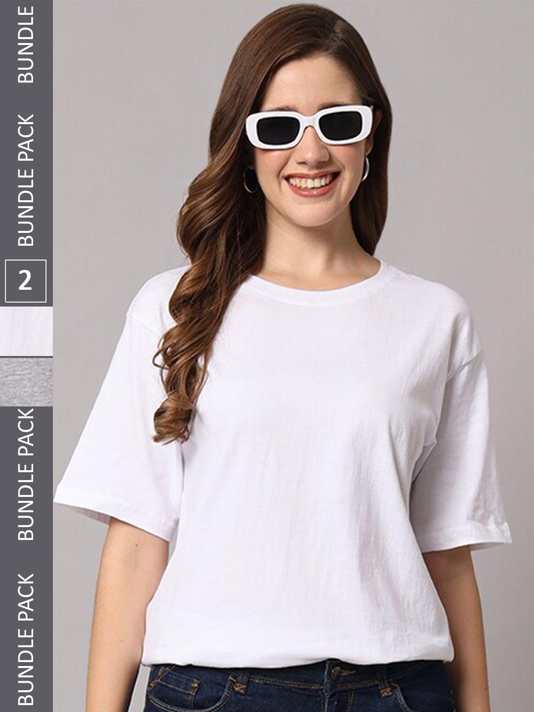 funday fashion women white 2 pockets loose t-shirt