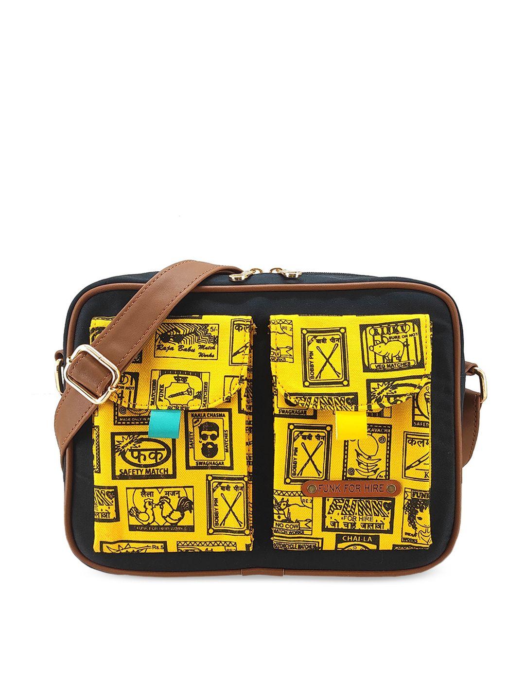 funk for hire graphic printed 2 pockets sling bag