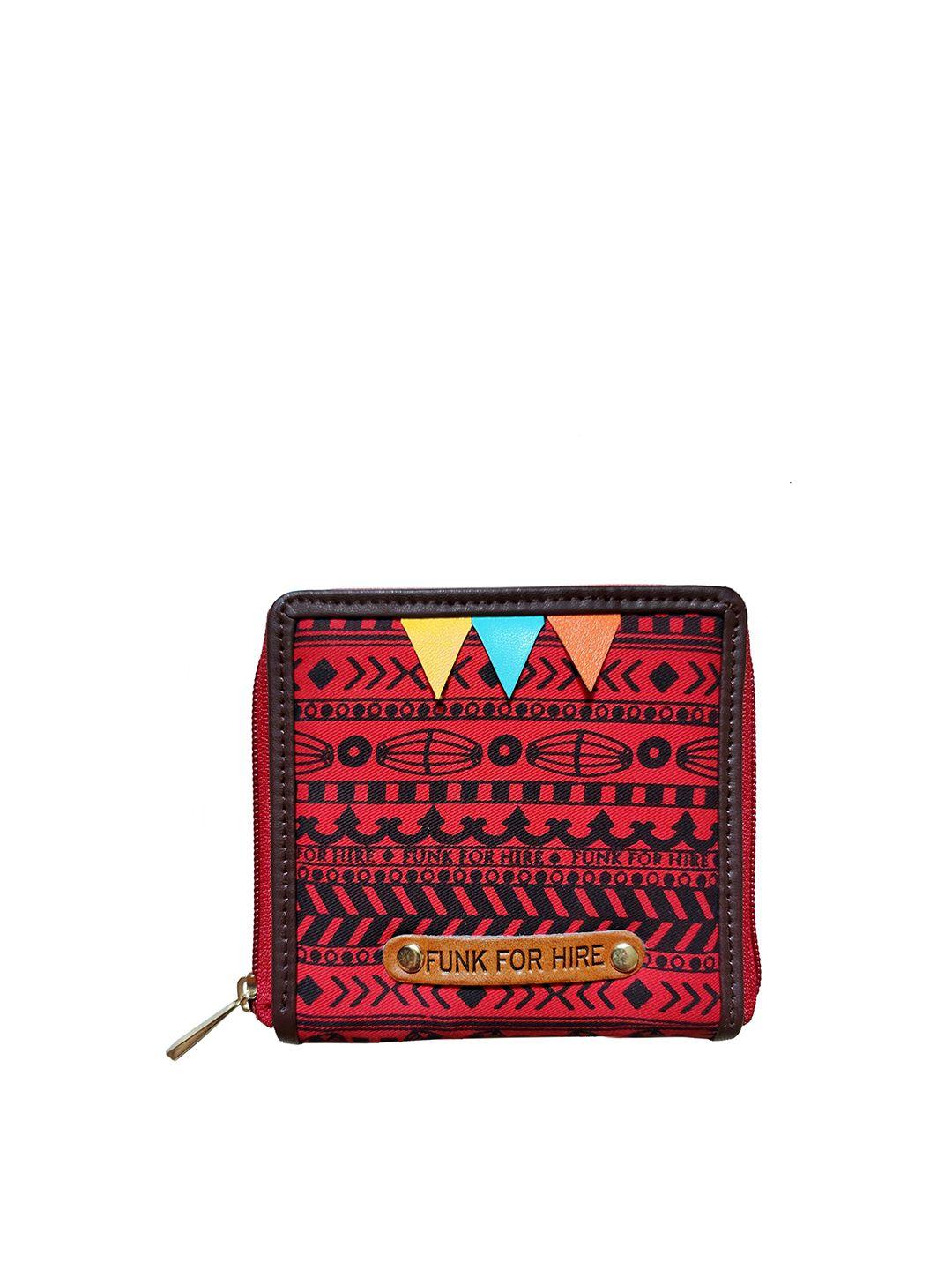 funk for hire women printed canvas zip around wallet