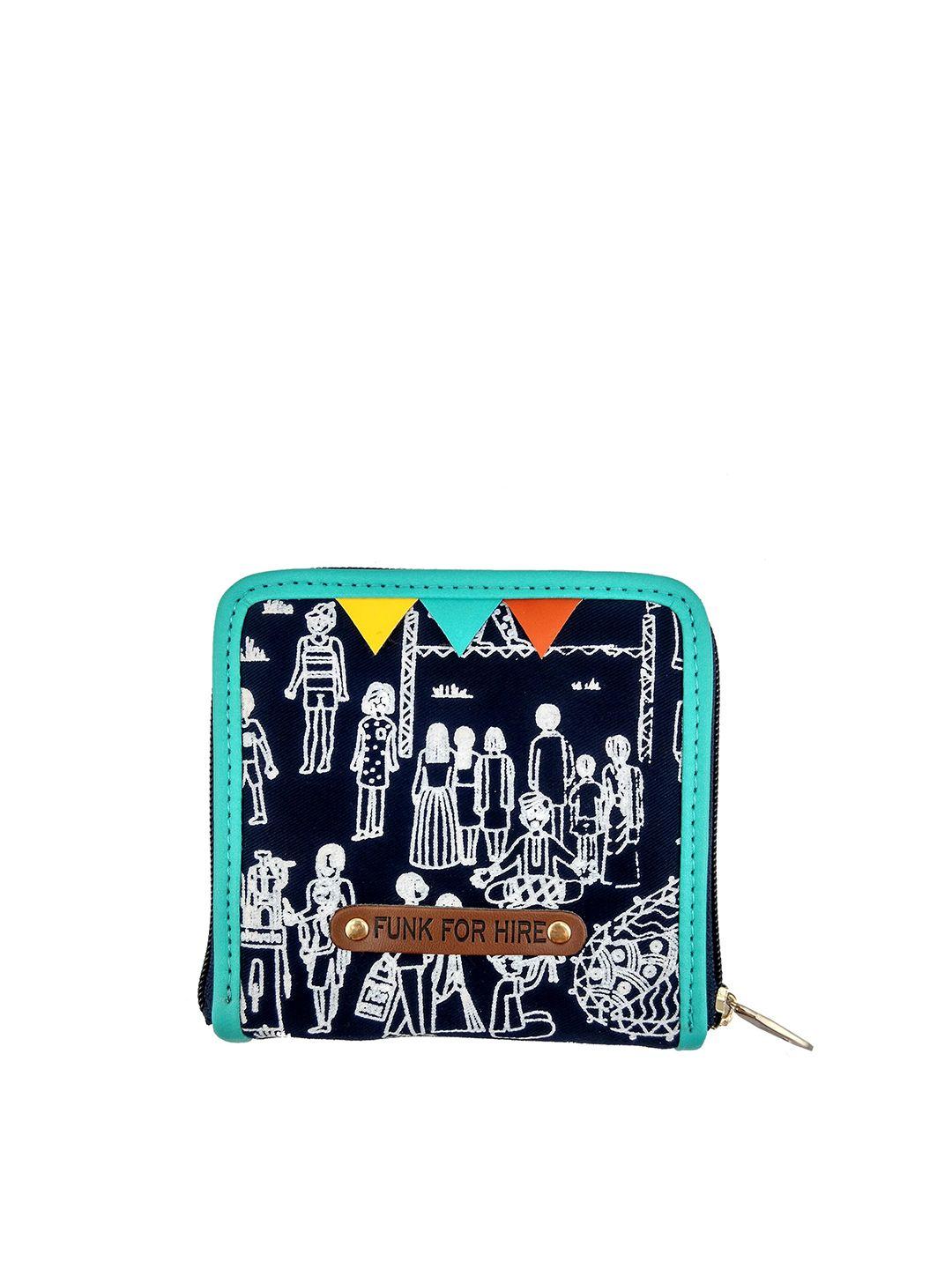 funk for hire women printed canvas zip around wallet