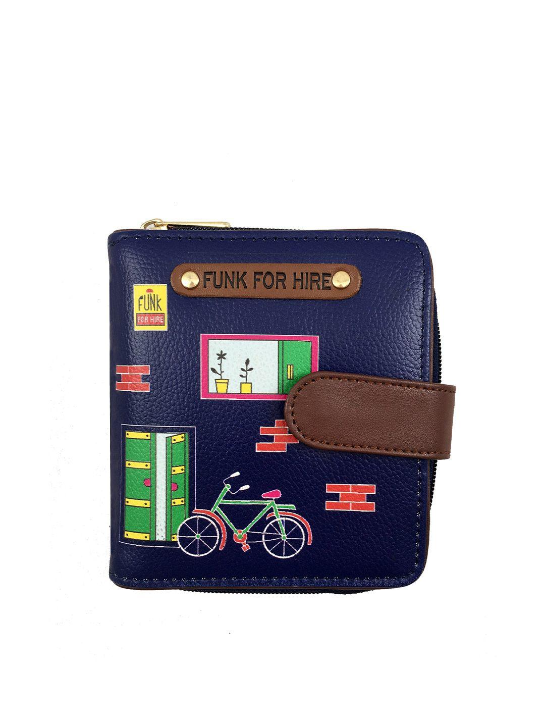 funk for hire women printed pu two fold wallet with sd card holder